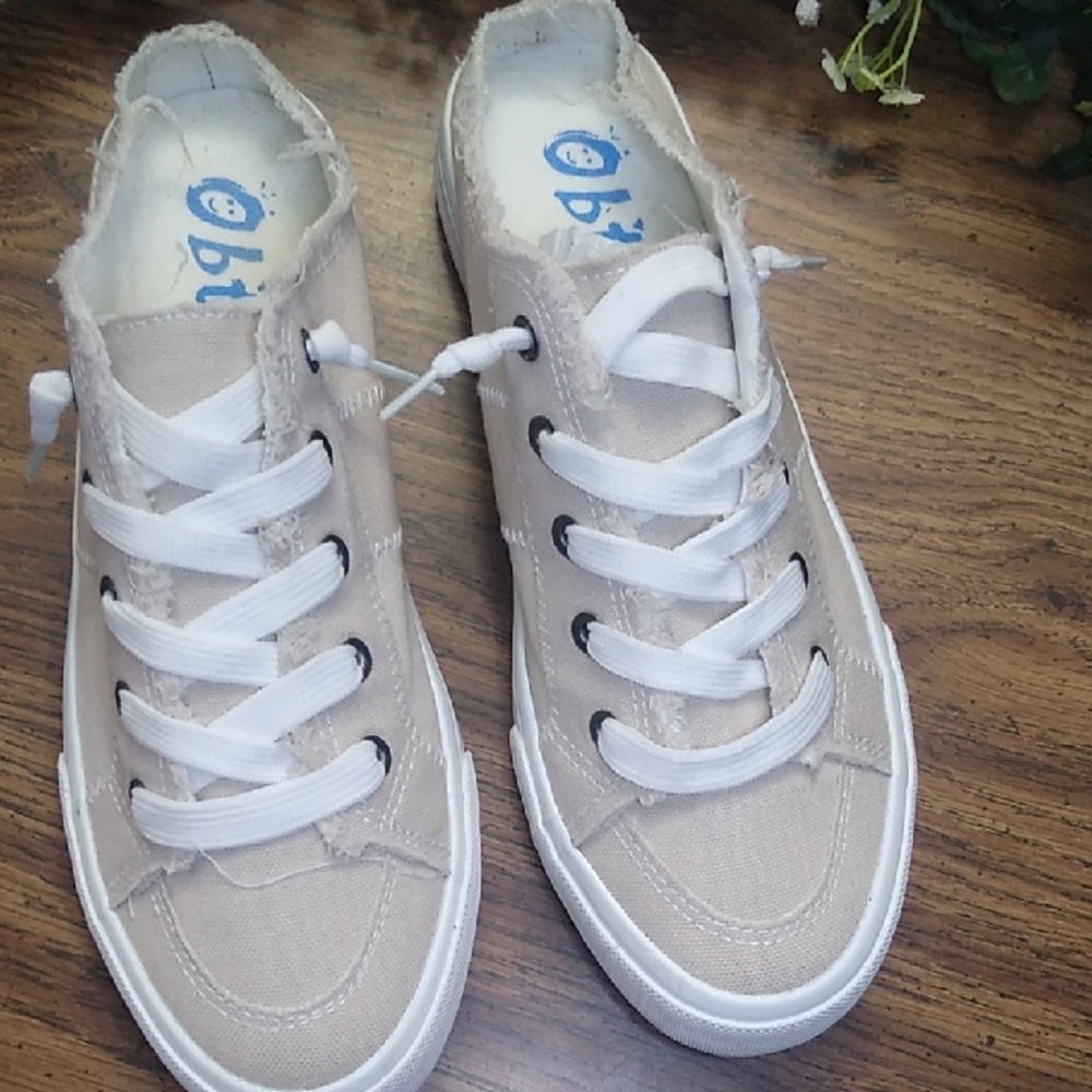 Casual Beige Canvas Mules Size 8 - Picture 3 of 8
